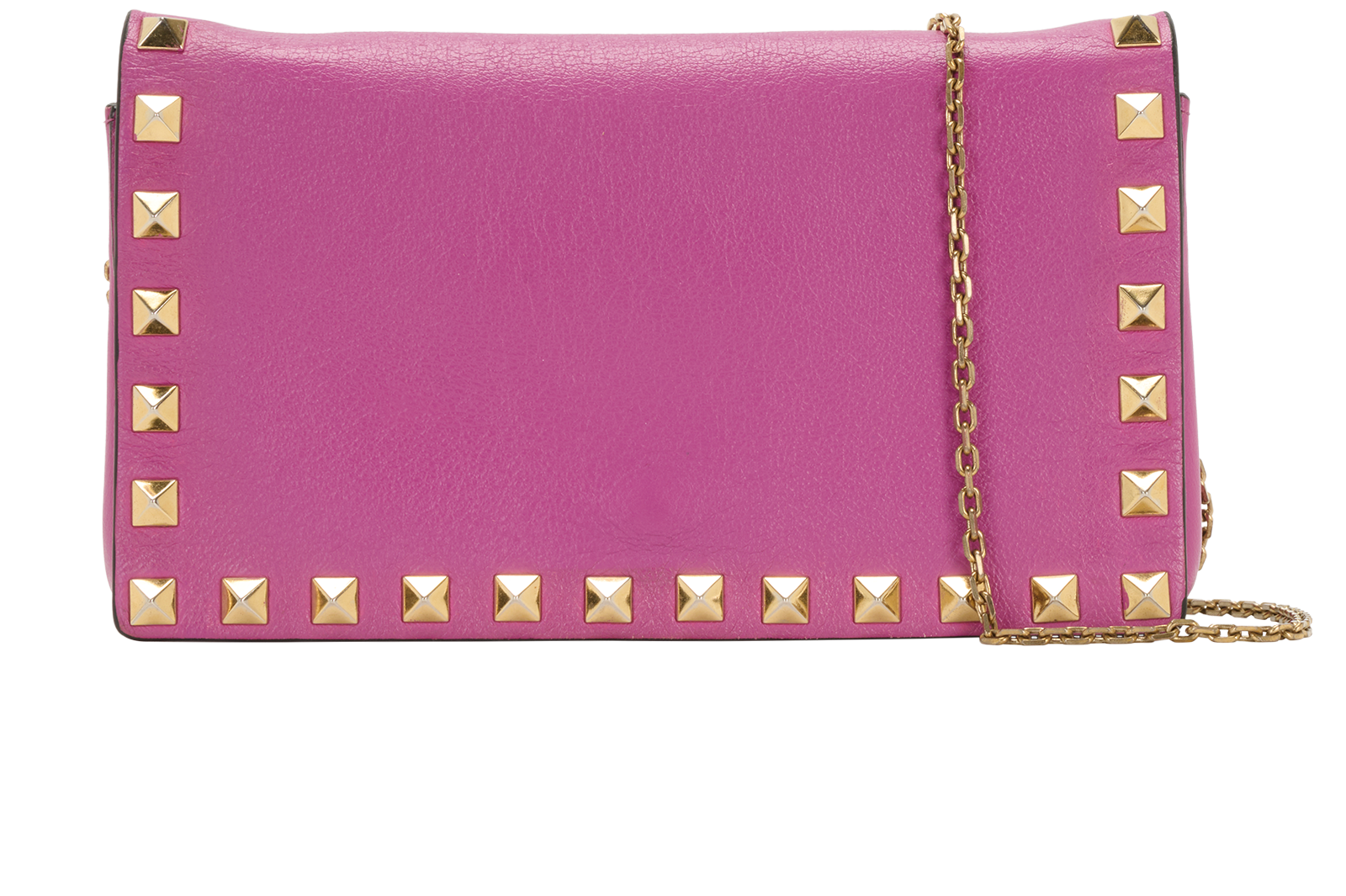Rockstud Clutch On Chain, &pound;320, Handbags, Purple, Leather, Back view